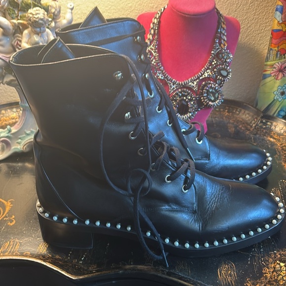 Black Studded Leather Boots 42. 11.5 US - Picture 11 of 16